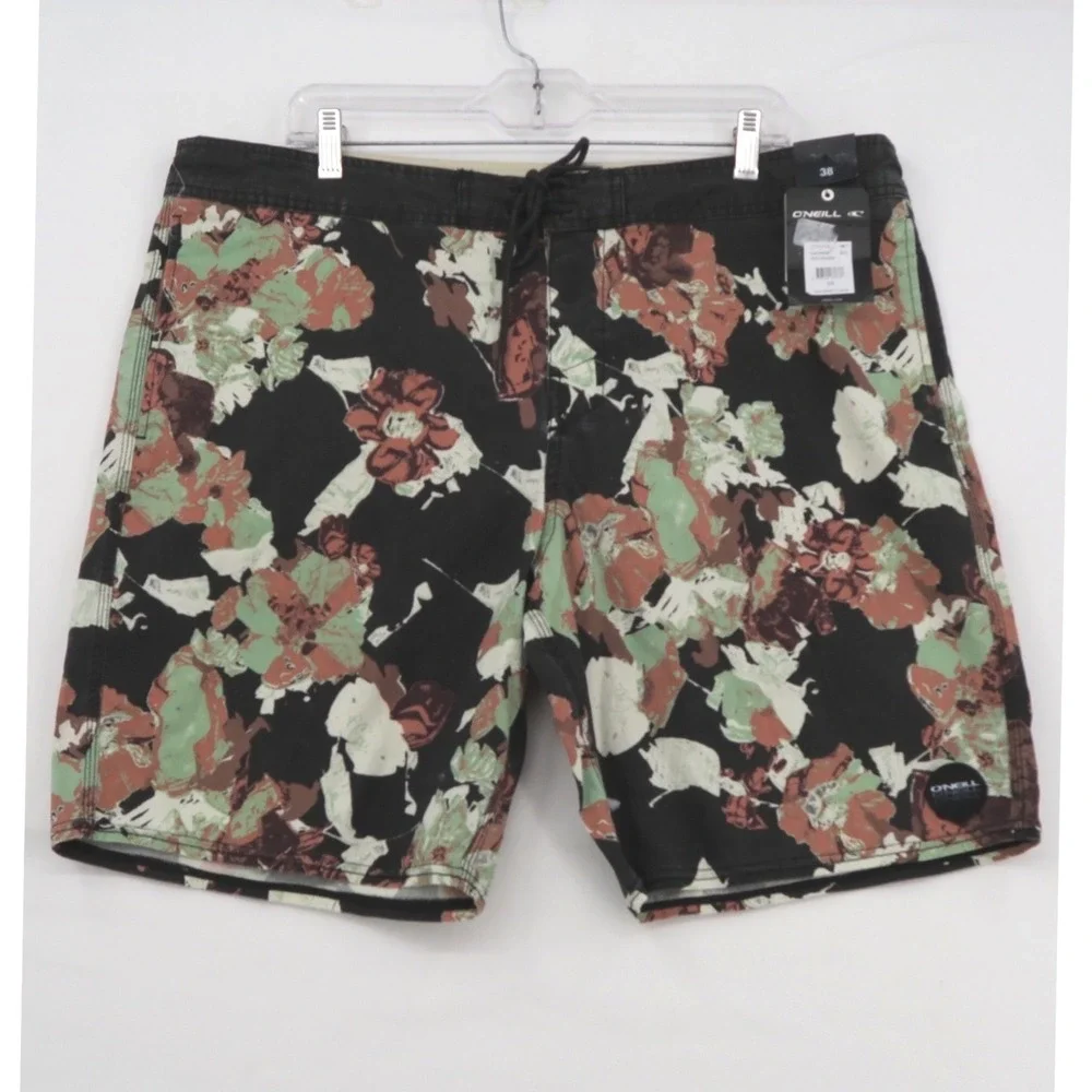 ONeill Cruzers Mens Board Shorts Black Floral Print Size 38 NWT